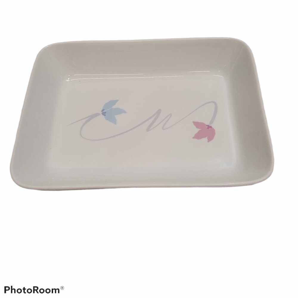 Studio Nova 12" Dish Bake & Serve Double Up Rectangular Pastel Floral Leaf 80s
